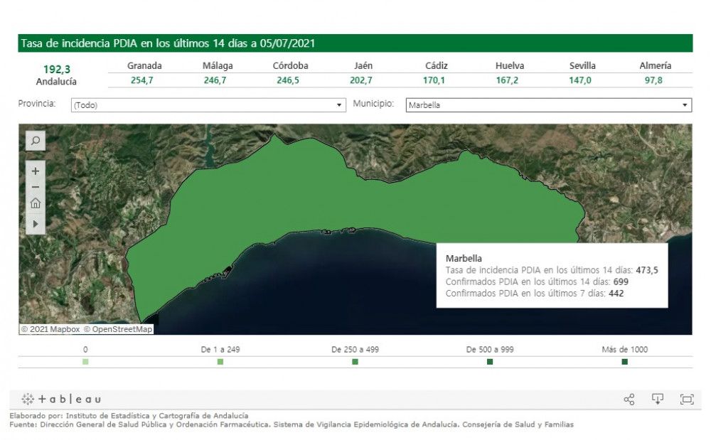 Marbella se aproxima a los 500 contagios por 100.000 habitantes mientras Ayuntamiento, Junta y Gobierno central miran hacia otro lado