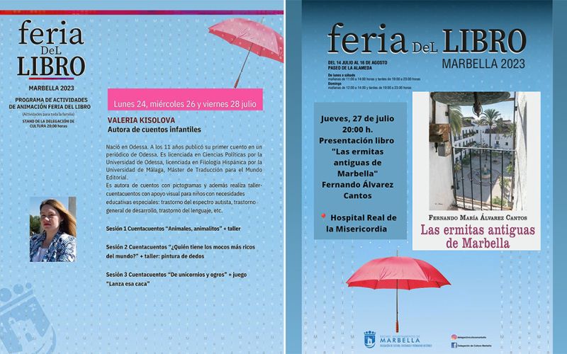 La Feria del Libro encara esta semana con talleres infantiles y las presentaciones de las obras Escribir desde el otro lado’ y Las ermitas antiguas de Marbella’
