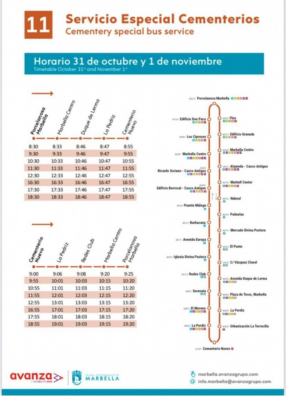 El Ayuntamiento habilita un servicio extraordinario de transporte urbano para el Día de Todos los Santos