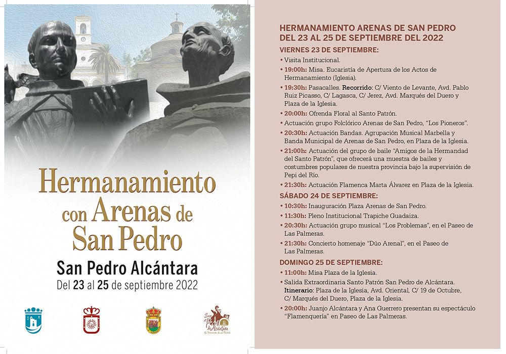 Un pleno institucional y una procesión extraordinaria del Santo Patrón San Pedro de Alcántara centrarán los actos este fin de semana del hermanamiento con Arenas de San Pedro