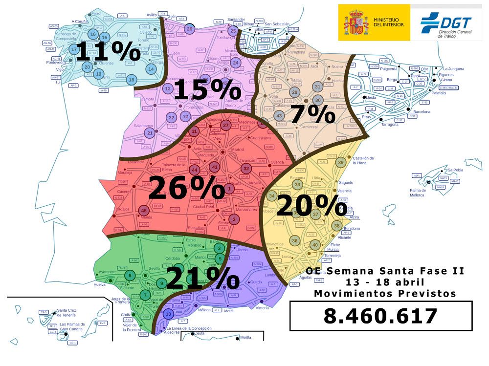 Tráfico prevé 8,4 millones de desplazamientos en la segunda fase de Semana Santa
