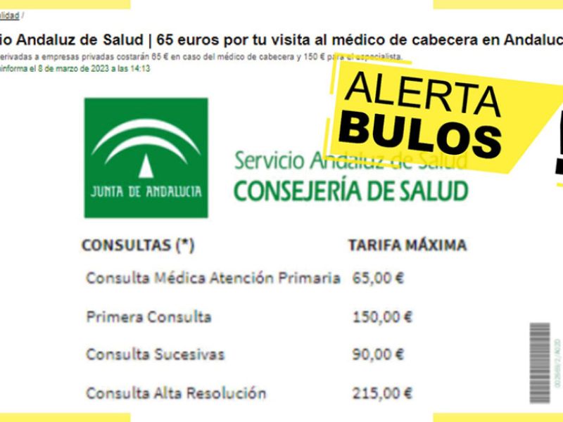 Es falso que los andaluces tengan que pagar por la asistencia de su médico de cabecera del SAS