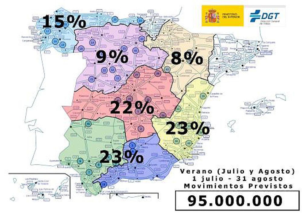 La DGT prevé 95 millones de desplazamientos de largo recorrido por carretera para este verano