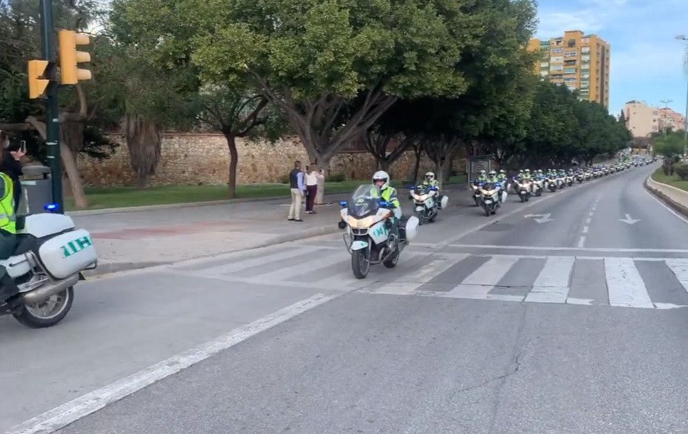 Los alumnos de la Escuela de Tráfico de la Guardia Civil de Mérida recorren Málaga en sus últimos días de prácticas