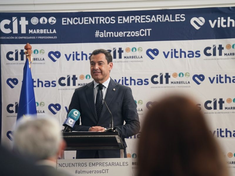 El presidente andaluz ha ofrecido hoy la ponencia en el almuerzo de socios de CIT Marbella