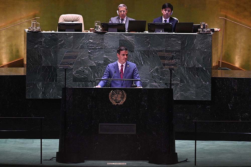 Pedro Sánchez interviene en la Asamblea General de la ONU