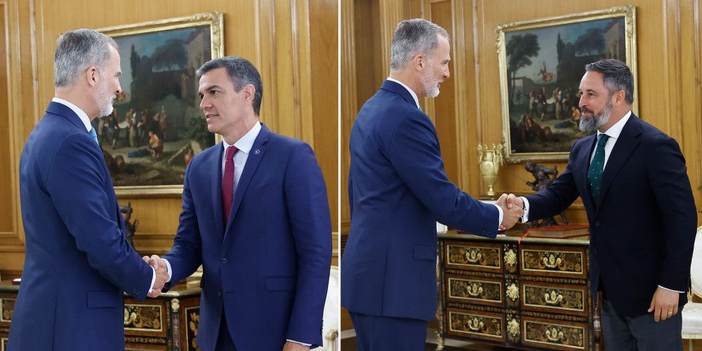 El rey ha recibido esta mañana a Santiago Abascal y a Pedro Sánchez dentro de la ronda de contactos con los partidos