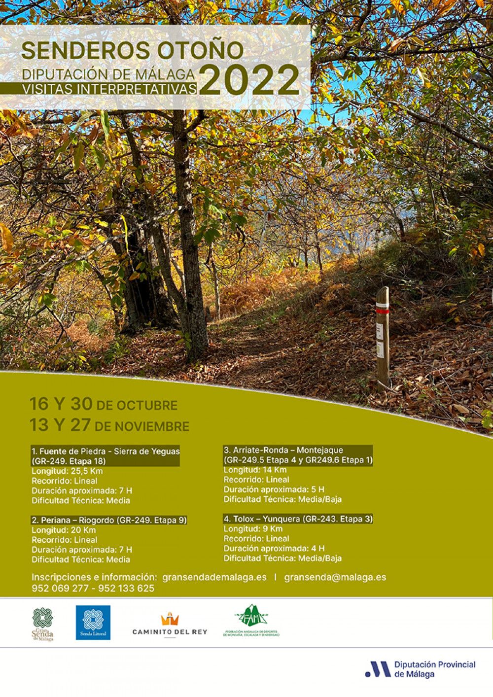 La Diputación recupera las visitas interpretativas con los senderos de otoño en la Gran Senda de Málaga