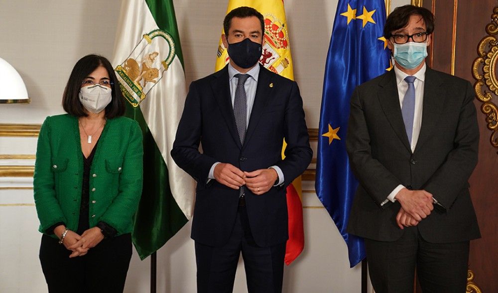 El presidente andaluz se reúne en San Telmo con los ministros de Sanidad y Política Territorial, Salvador Illa y Carolina Darias