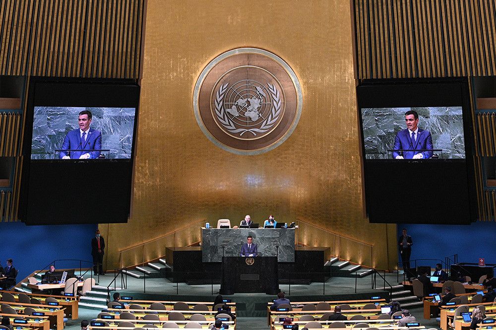 Pedro Sánchez interviene ante la Asamblea General de la ONU