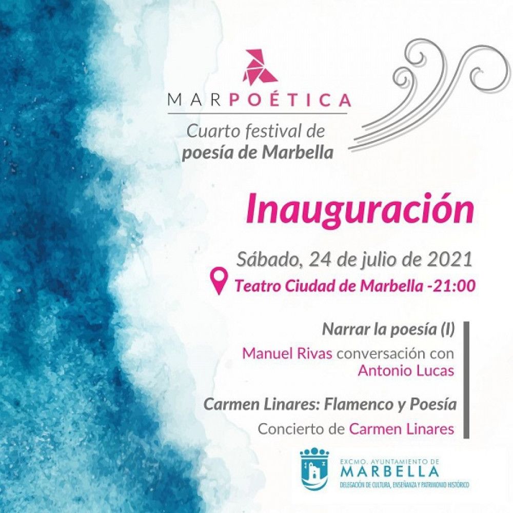 Las actividades literarias del Festival Marpoética comienzan hoy en el Teatro Ciudad de Marbella con la voz de Manuel Rivas y la fuerza flamenca de Carmen Linares