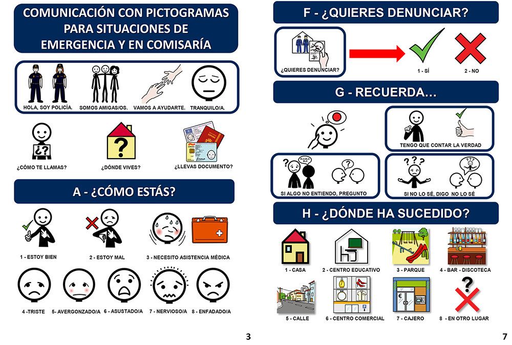 Los radiopatrullas y Oficinas de Denuncias contarán con un Cuaderno de Comunicación con Pictogramas para Situaciones de Emergencia