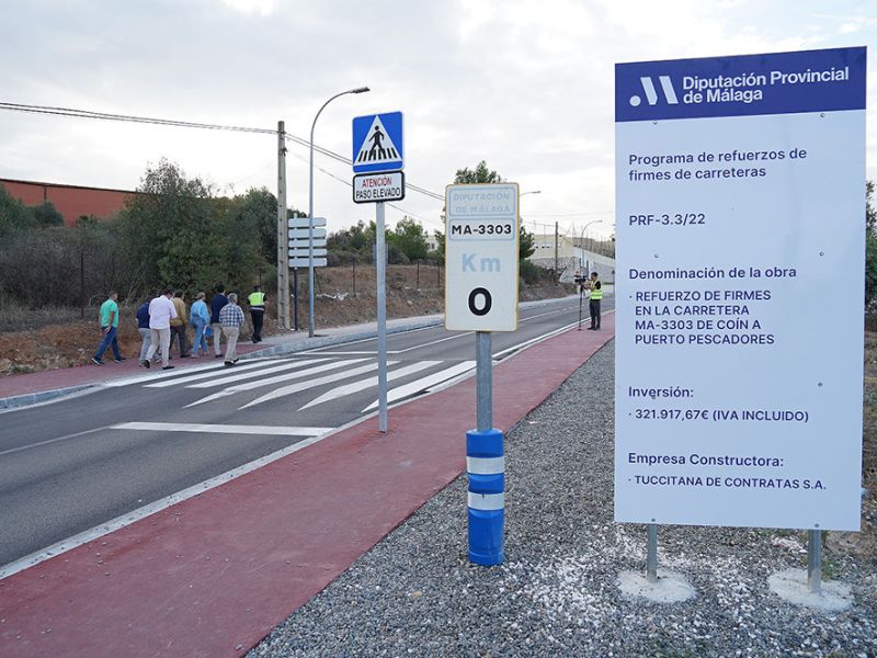 La Diputación invierte 257.000 euros en el refuerzo del firme y el ensanche de una de las vías de acceso a Coín