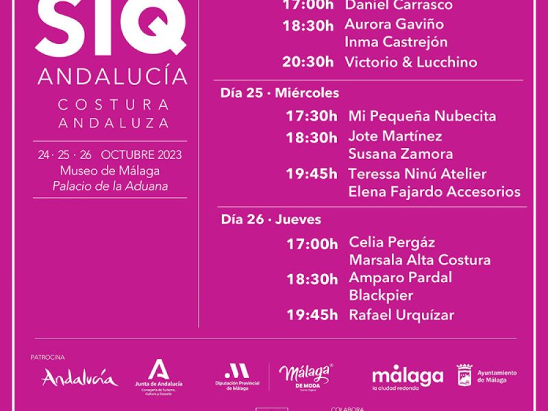 Diseñadores de Málaga de Moda especialistas en moda nupcial desfilarán en SIQ Andalucía Costura Andaluza