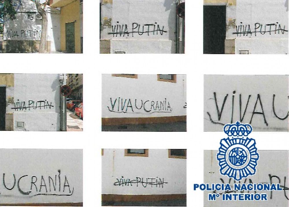Detenido un grafitero de 70 años reincidente por pintadas en la zona centro de Málaga a favor de la invasión rusa