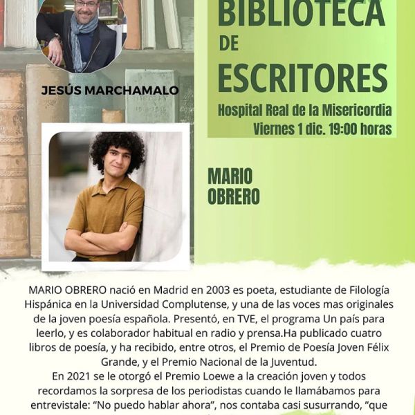 La cuarta edición del ciclo Biblioteca de escritores’ se despide este viernes, 1 de diciembre, con la participación del poeta Mario Obrero