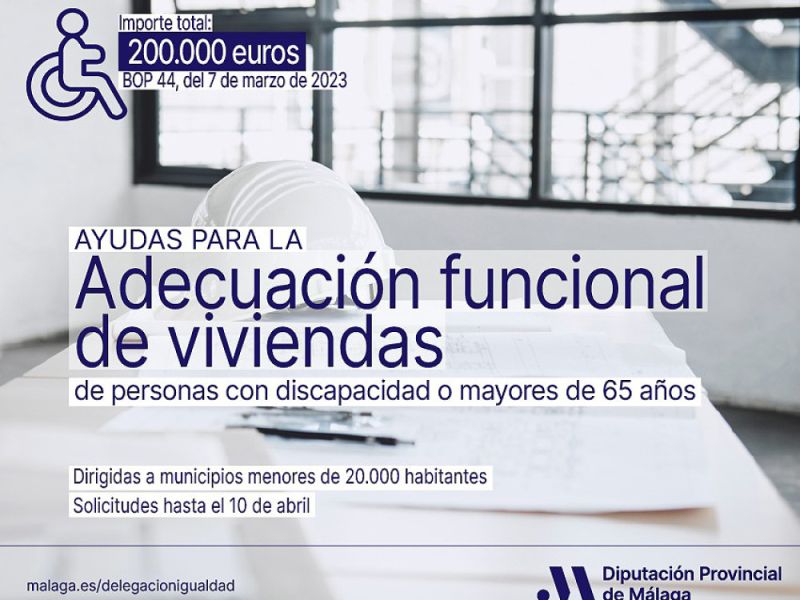 La Diputación abre el plazo de solicitud de ayudas para adaptar viviendas a mayores de 65 años y personas con discapacidad
