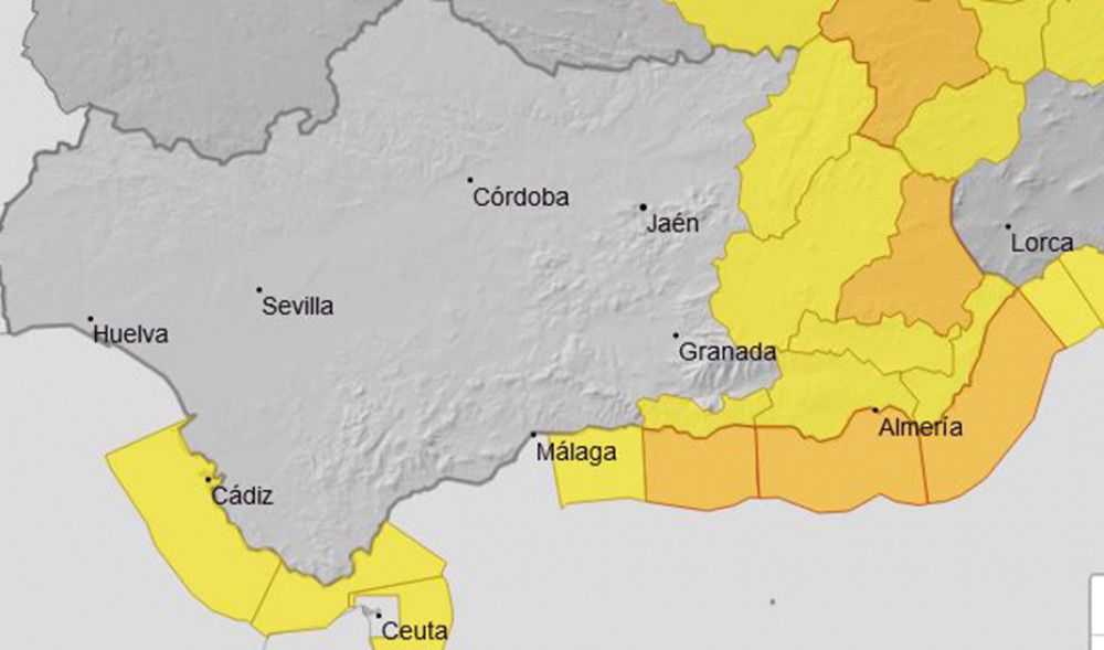 Aemet activa aviso naranja por vientos en el Valle del Almanzora y Los Vélez y en la costa oriental