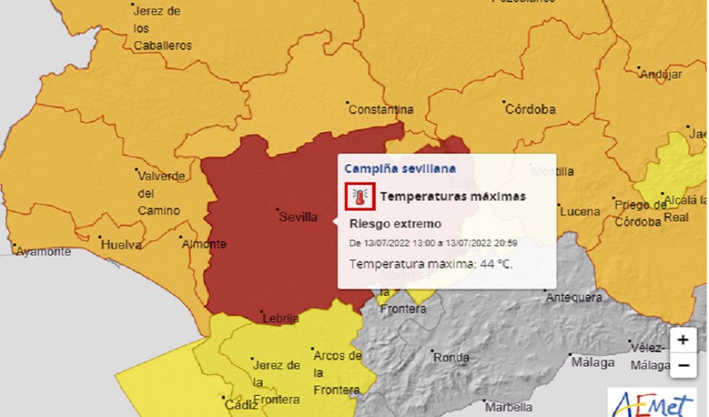 Activado para mañana miércoles el aviso rojo por altas temperaturas en la Campiña sevillana