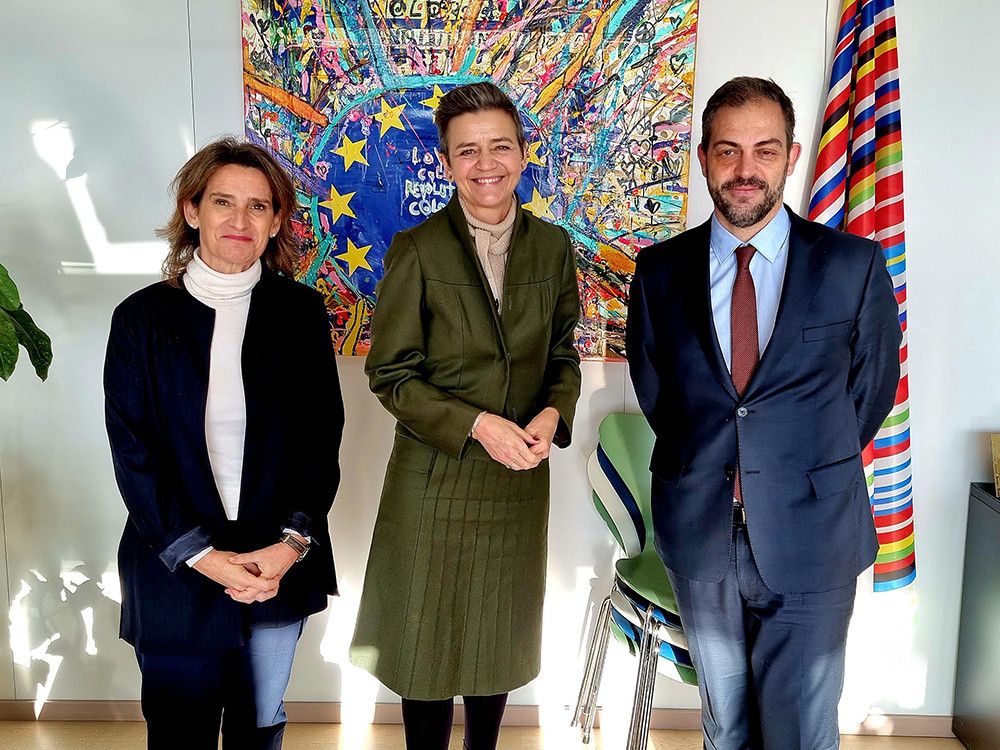 La ministra Teresa Ribera se reúne con la vicepresidenta de la Comisión Europea, Margrethe Vestager, para solicitar la prórroga de la solución ibérica