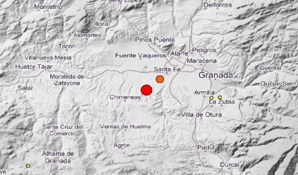 Registrados dos terremotos de magnitud 4,5 y 3,1 en los municipios granadinos de Cijuela y Santa Fe