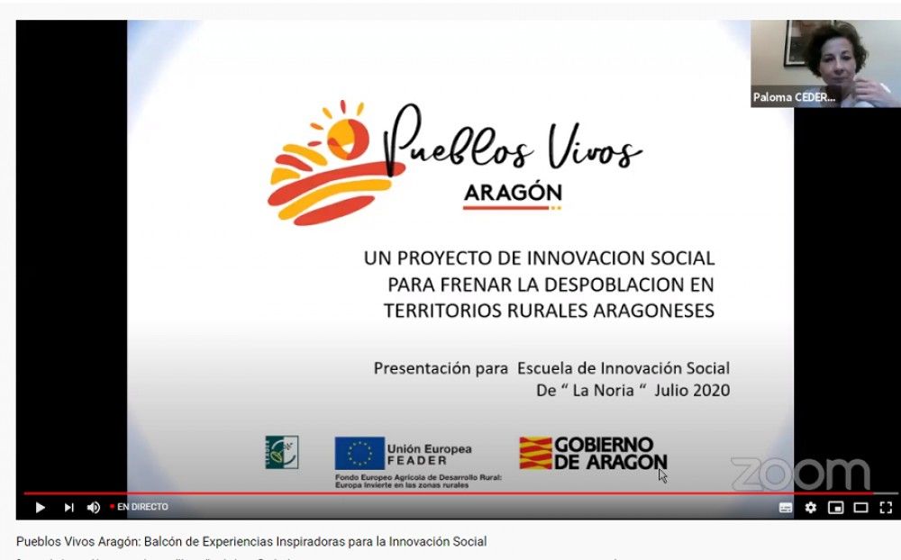 El proyecto Pueblos Vivos’, que apuesta por la atracción de nuevos pobladores en el medio rural de Aragón, se presenta en el Balcón de Experiencias’ de La Noria