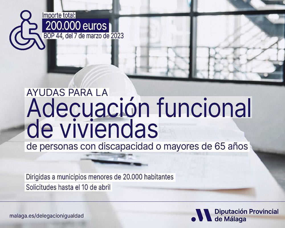 La Diputación abre el plazo de solicitud de ayudas para adaptar viviendas a mayores de 65 años y personas con discapacidad