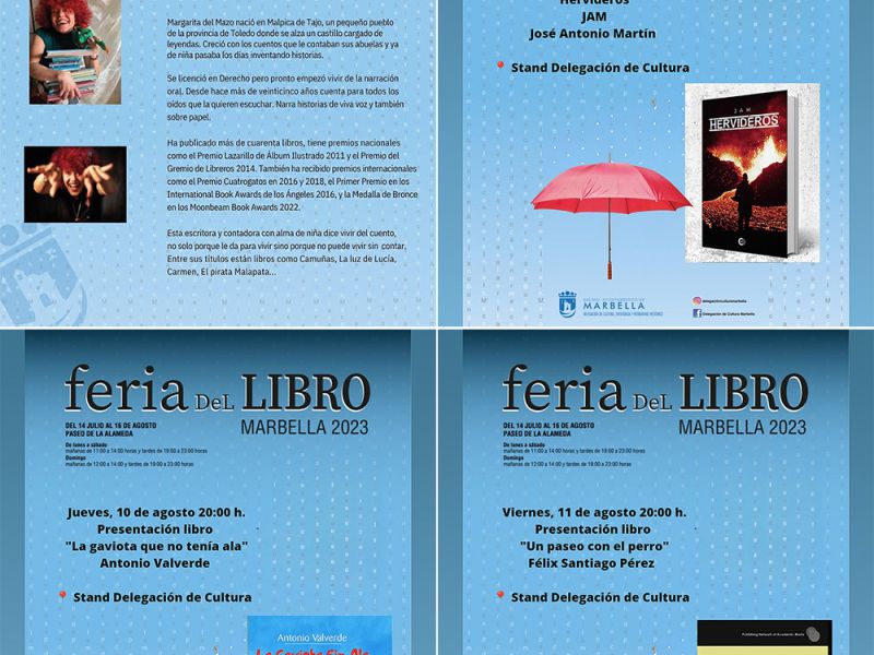 La cuarta semana de la Feria del Libro de Marbella comienza el lunes 7 de agosto con el taller infantil Atrapando cuentos’, de Margarita del Mazo