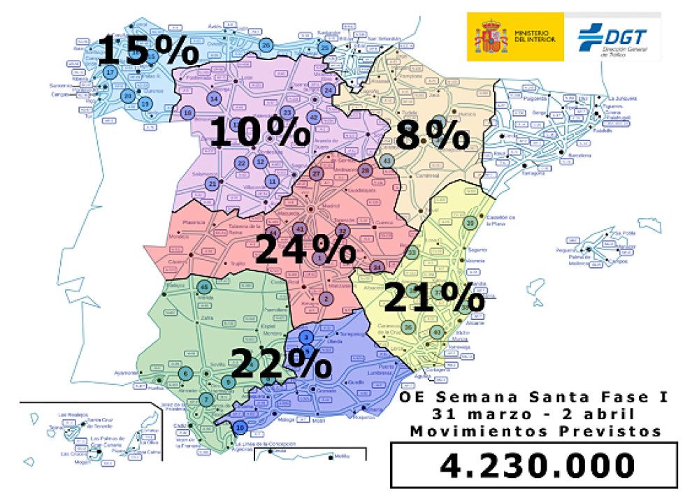 La Semana Santa arranca mañana viernes con 16 millones de desplazamientos previstos por carretera