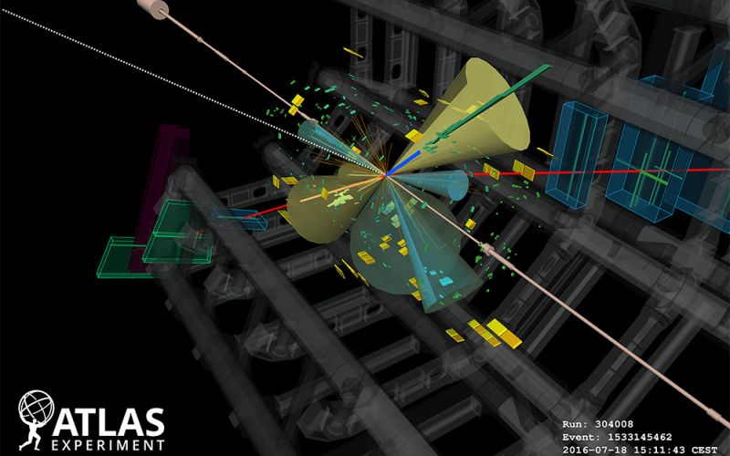Los detectores Atlas y CMS del LHC observan un raro proceso con cuatro quarks top, las partículas más masivas conocidas