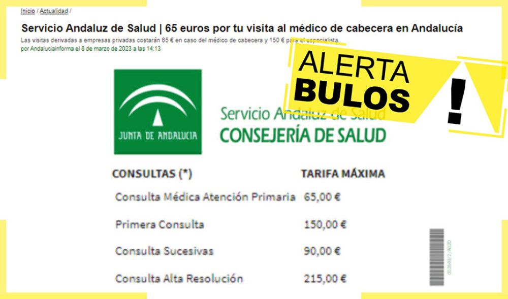 Es falso que los andaluces tengan que pagar por la asistencia de su médico de cabecera del SAS