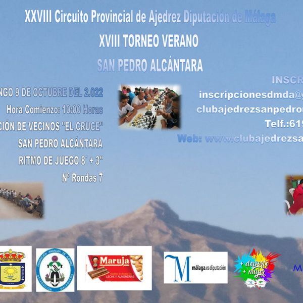 Abierto el plazo de inscripción del XXVIII Circuito Provincial de Ajedrez de la Diputación de Málaga y XVIII Torneo de Verano San Pedro Alcántara