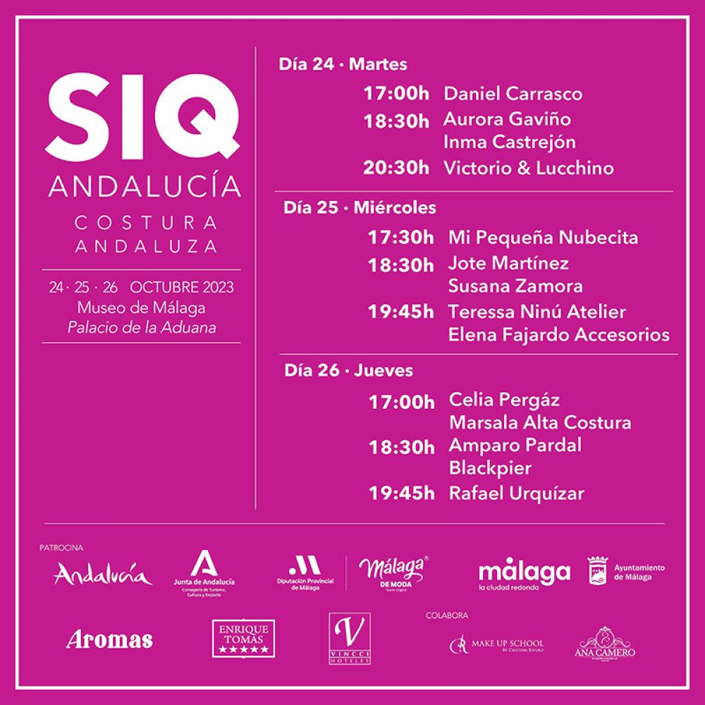 Diseñadores de Málaga de Moda especialistas en moda nupcial desfilarán en SIQ Andalucía Costura Andaluza