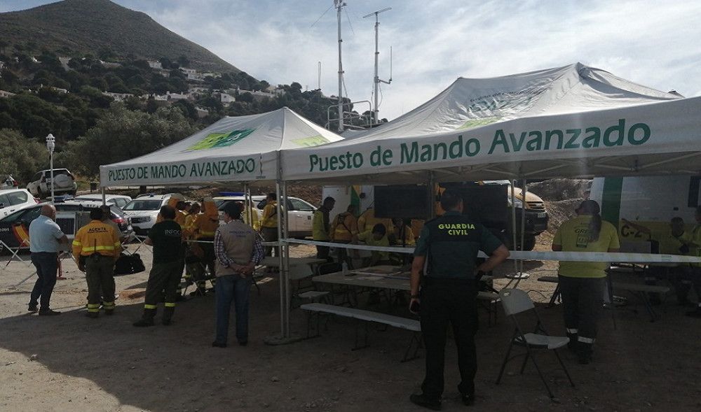 La Junta prueba con un simulacro en Cómpeta la eficacia de los mecanismos de respuesta en caso de incendio forestal