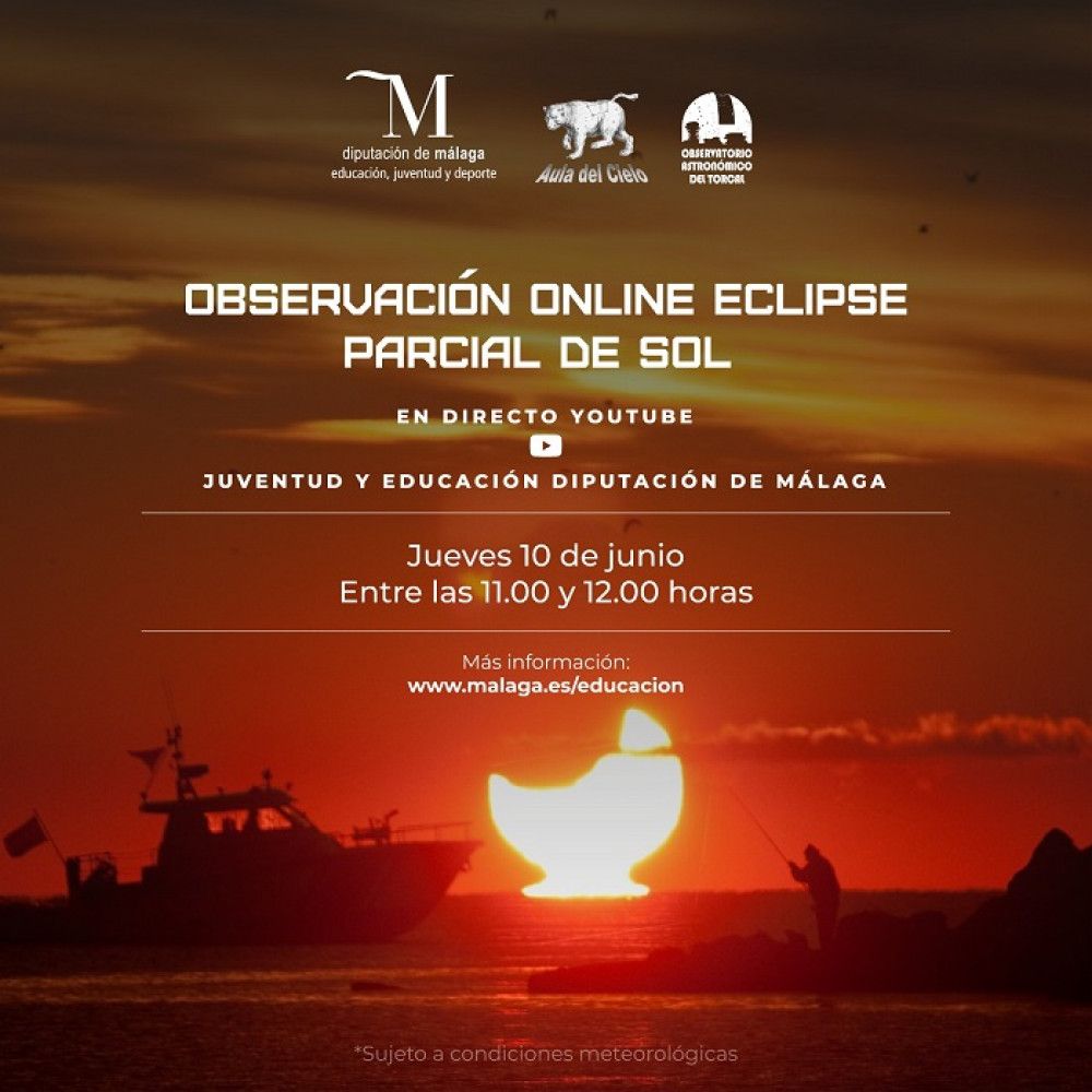 La Diputación de Málaga retransmitirá en directo en YouTube la observación del eclipse parcial de sol que tendrá lugar mañana jueves 10 de junio