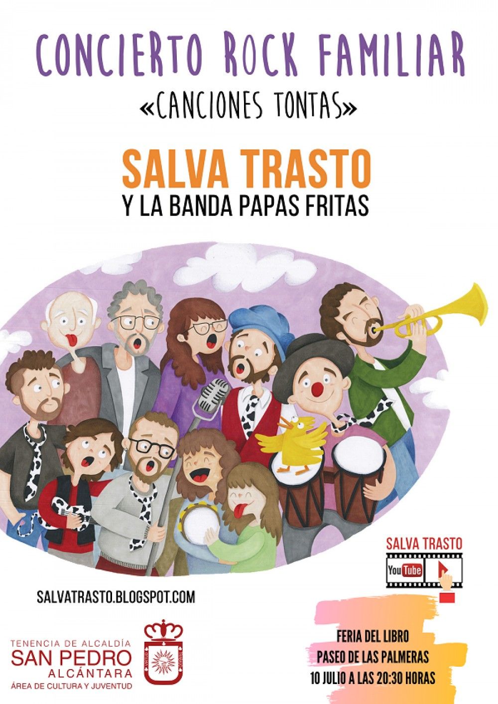La Feria del Libro de San Pedro Alcántara acoge mañana un concierto de rock familiar a cargo de Salva Trasto y la Banda Papas Fritas