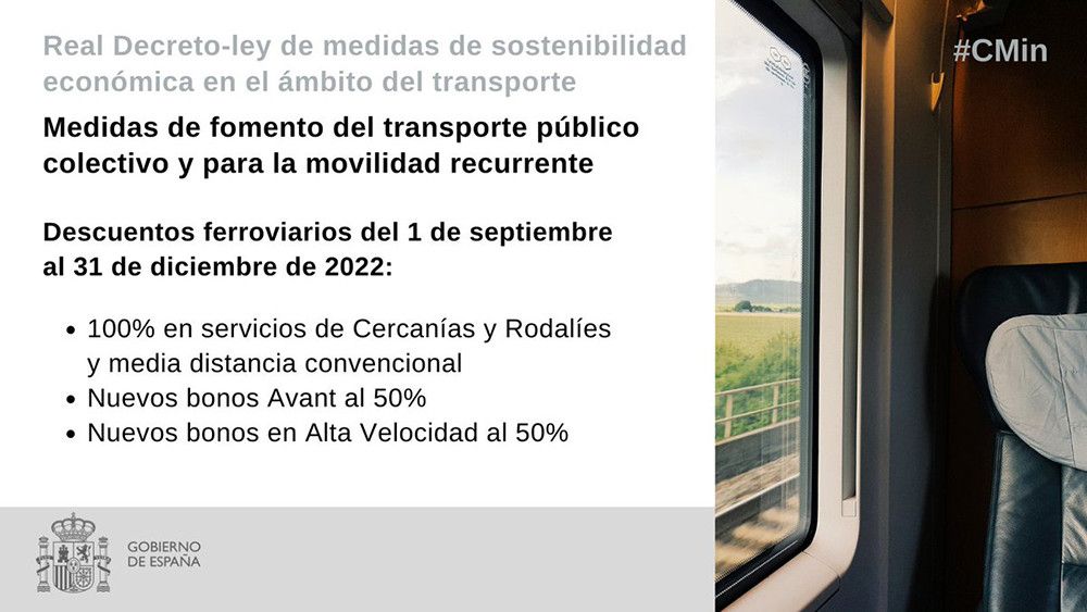 Transportes publica las condiciones de venta y uso de los abonos gratuitos de Cercanías, Rodalies y Media Distancia Convencional para viajeros recurrentes