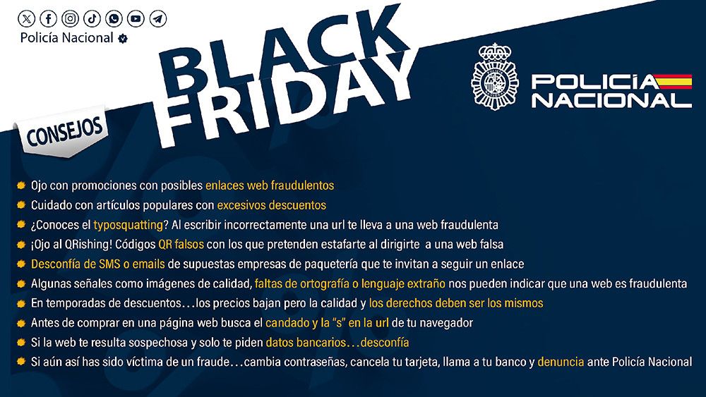 La Policía Nacional elabora un decálogo para que el “Black Friday” no se convierta en un “Bad Friday” para tu bolsillo