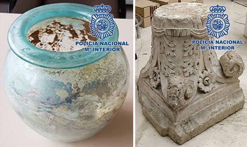 La Policía Nacional recupera dos piezas arqueológicas romanas expoliadas en Granada