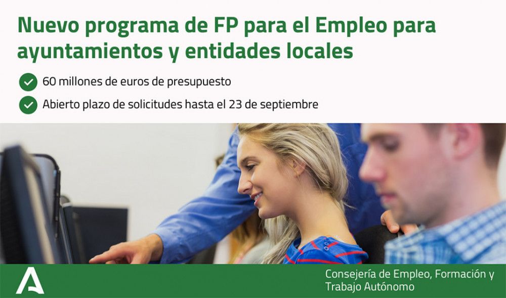 La Junta convoca 60 millones en ayudas para que entidades locales oferten FP para el Empleo