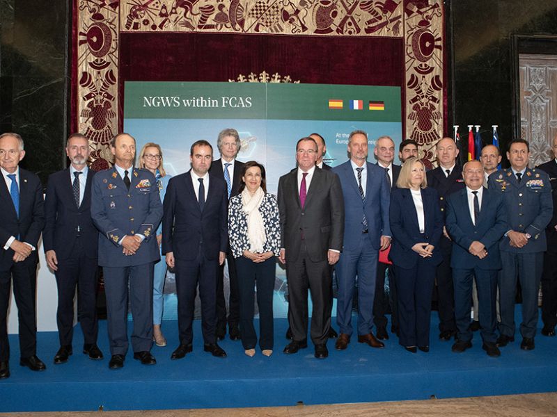Los ministros de Defensa de España, Francia y Alemania han presentado en Madrid la firma del contrato del programa del Futuro Sistema Aéreo de Combate (FCAS/NWGS)