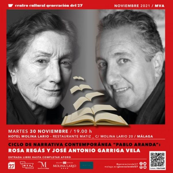 José Antonio Garriga Vela y Rosa Regás protagonizan el tercer encuentro del ciclo de narrativa contemporánea Pablo Aranda’ que organiza el Centro del 27 de la Diputación
