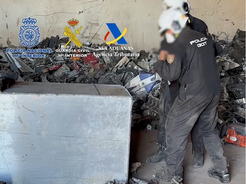 Incautados 720 kilogramos de cocaína ocultos en un contenedor de chatarra procedente de Costa Rica