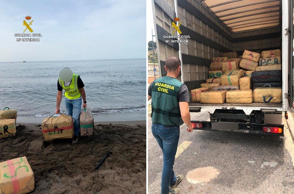 Intervenido un alijo de casi cinco toneladas de hachís en una cala de Lorca