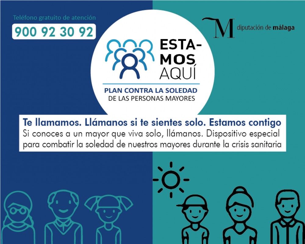 El teléfono 900 92 30 92 de atención al mayor de la Diputación de Málaga recibe más de mil llamadas de toda España