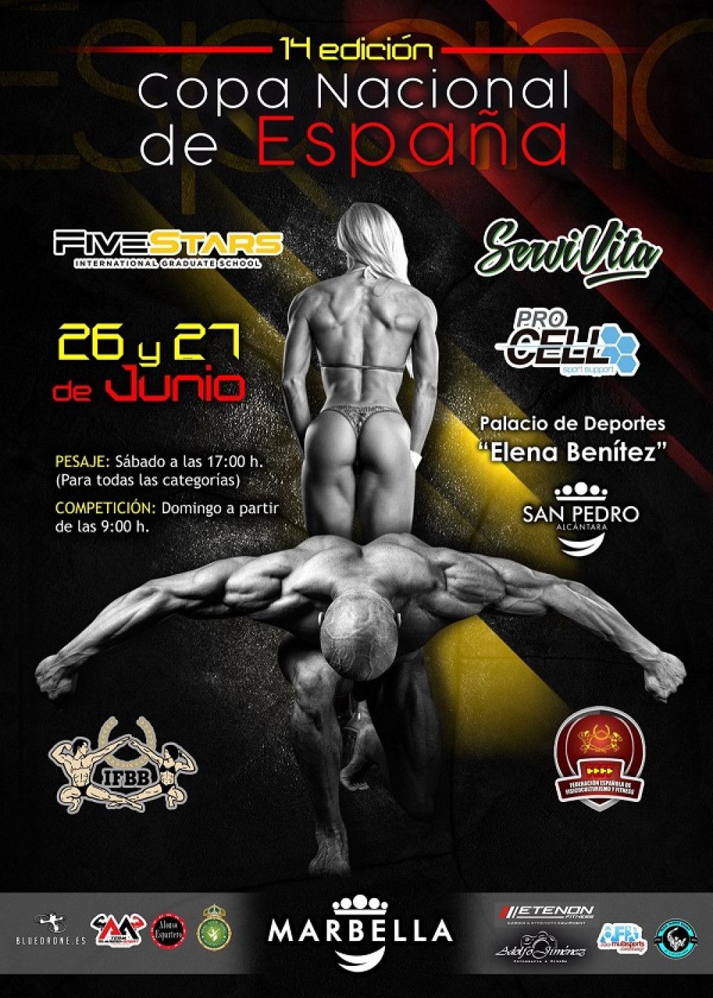 Más de 350 deportistas se darán cita este fin de semana en el Palacio de los Deportes Elena Benítez de San Pedro para disputar la XIV Copa Nacional de España de Fisicoculturismo